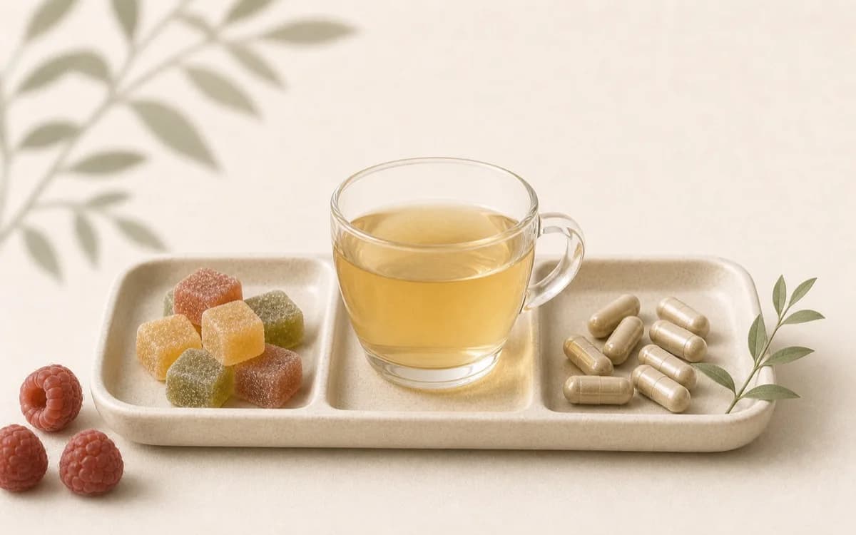 Des gummies, une infusion et des gélules CBD
