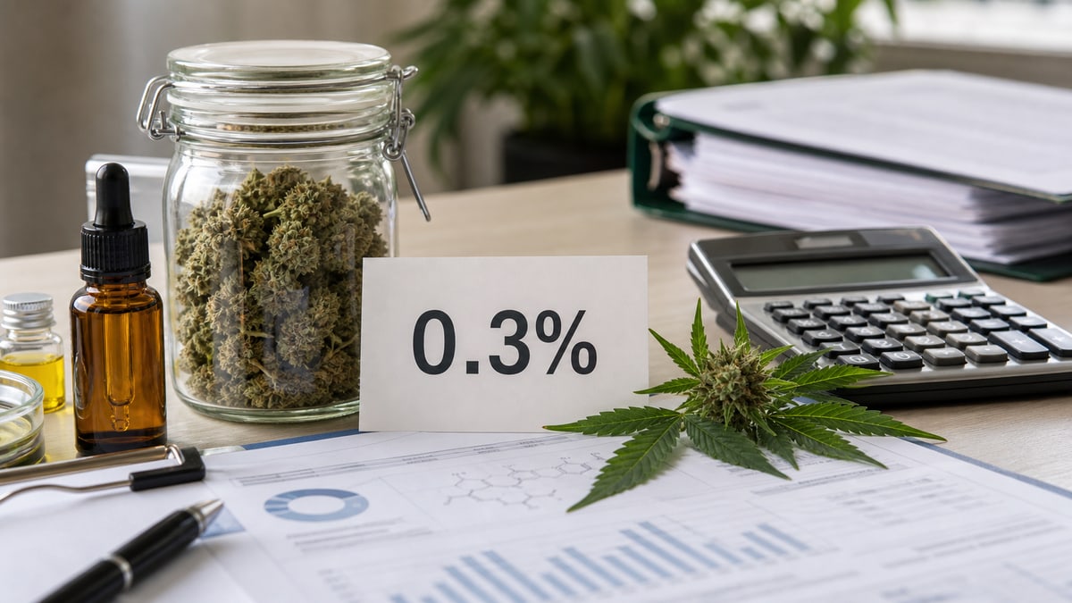 Photo éditoriale évoquant le seuil réglementaire de 0,3 % de THC